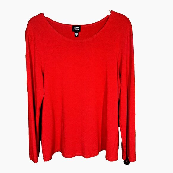Eileen Fisher Italian Stretch Tee M  Quiet Luxury Minimalist Soft Knit Top - Picture 1 of 4